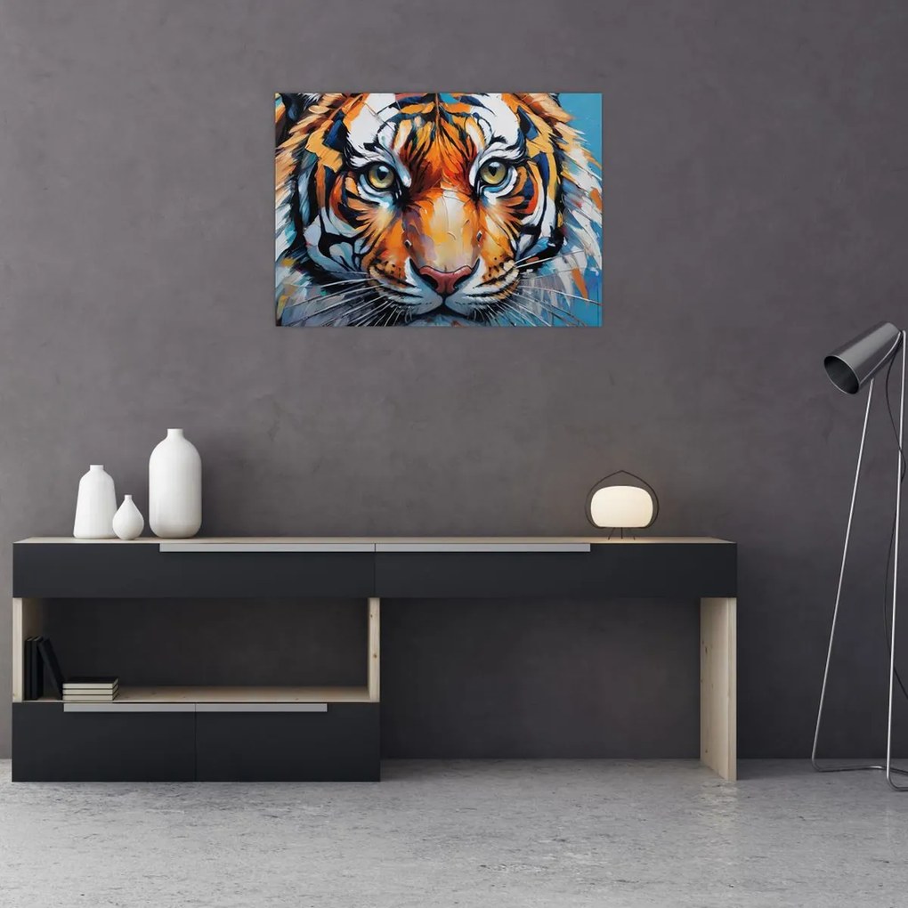 Tablou - Vedere a unui tigru, pictură (70x50 cm)