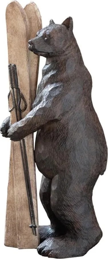 Figurină din rășină urs cu schiuri, H32,5 cm