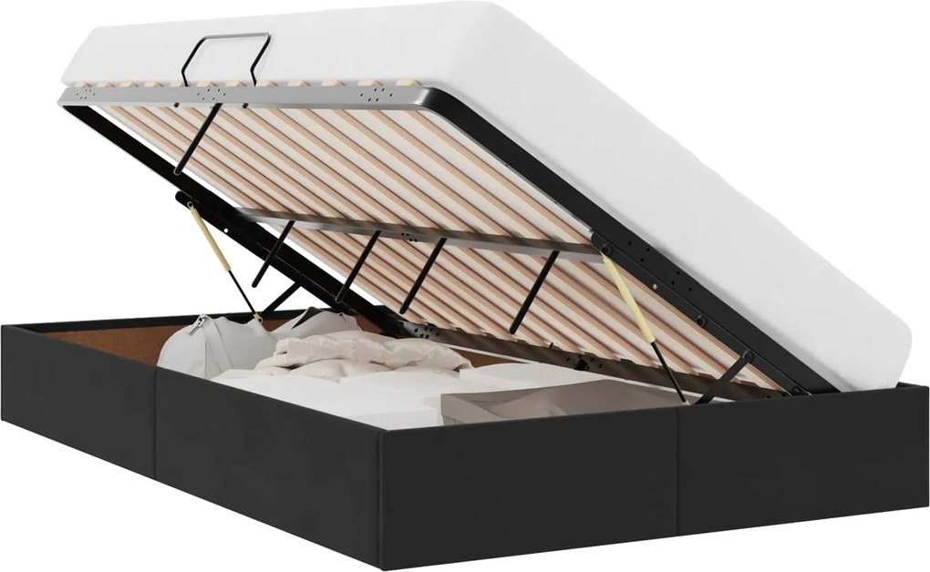 vidaXL Pat cu storage cu headboard Negru 120 x 190 cm Catifea