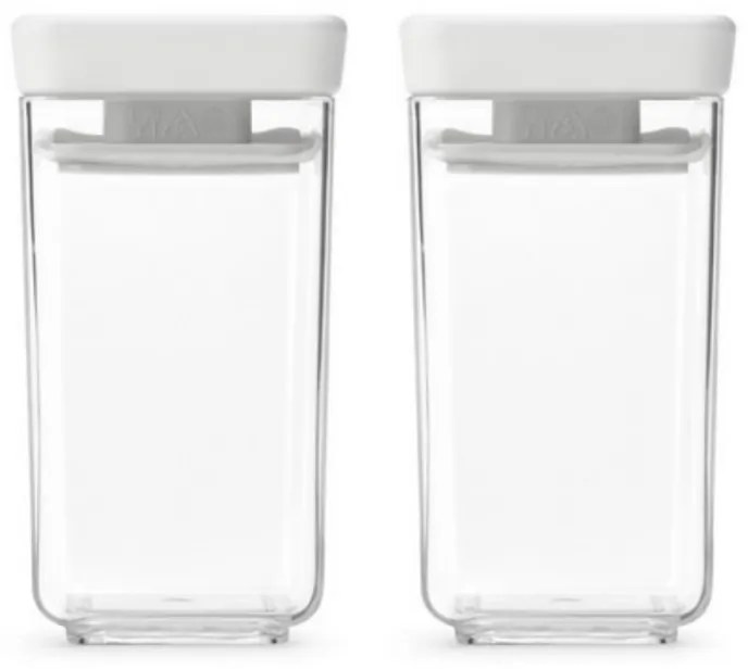 Set 2 borcane pentru condimente Brabantia Tasty+ Stackable 1008884, 150 ml, Fara BPA, Capac, Transparent/Gri deschis