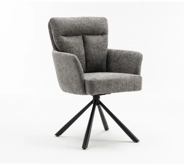 Set de 2 scaune pivotante Big George, tesatura structurata gri