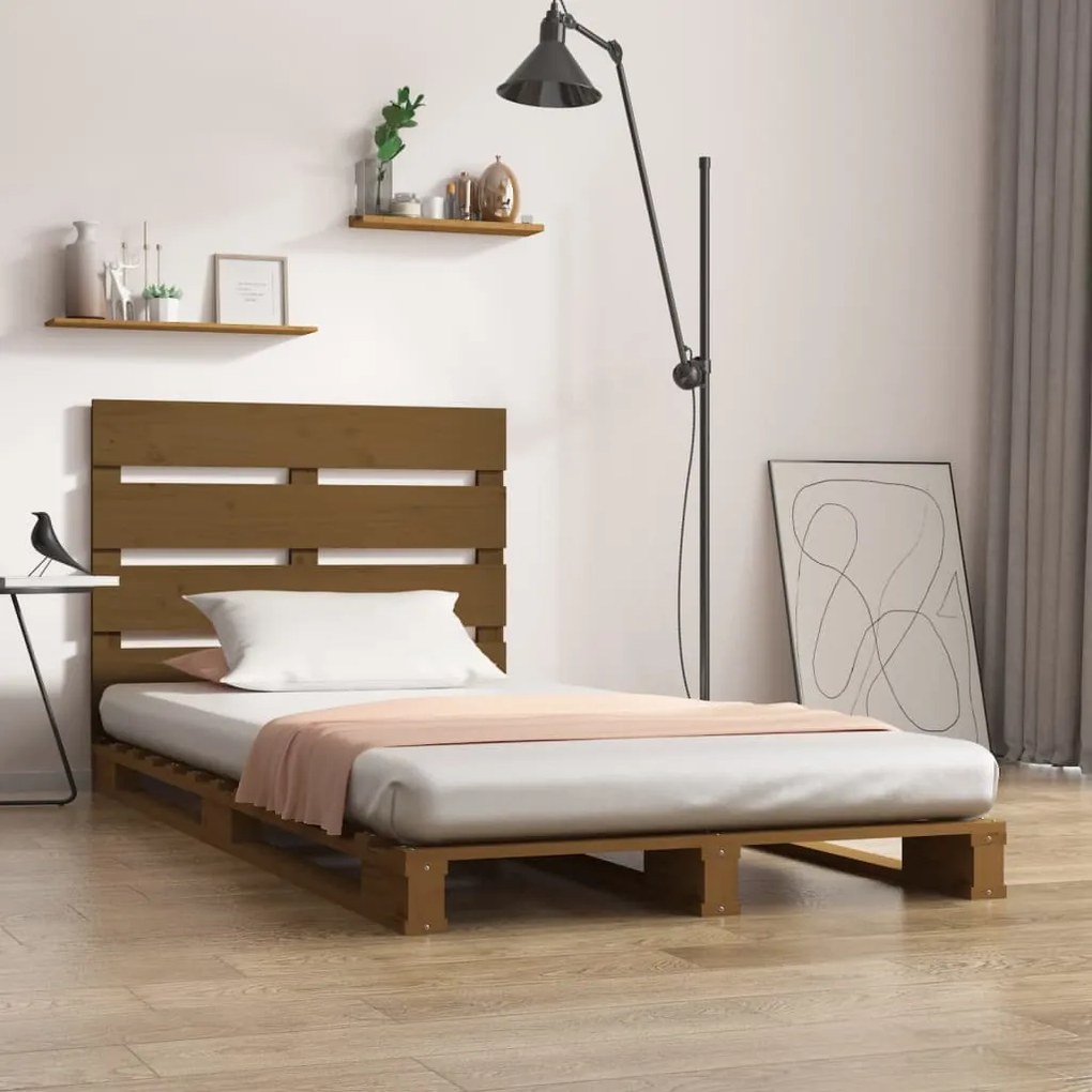 3190498 vidaXL Cadru de pat Single 3FT maro miere 90x190 cm lemn masiv de pin