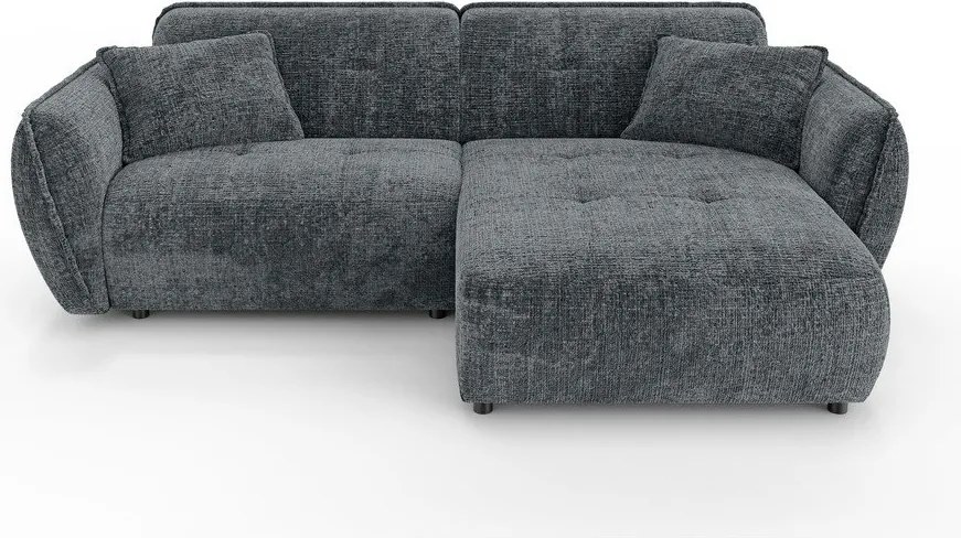 Colțar gri închis cu tapițerie din chenille (cu colț pe partea dreaptă/cu șezlong) Nelia – Ropez