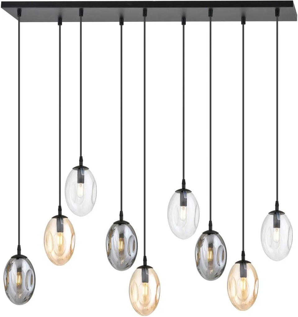 Emibig Astral lampă suspendată mai mult de 6x10 W negru-transparent-fumuriu 1268/9M1