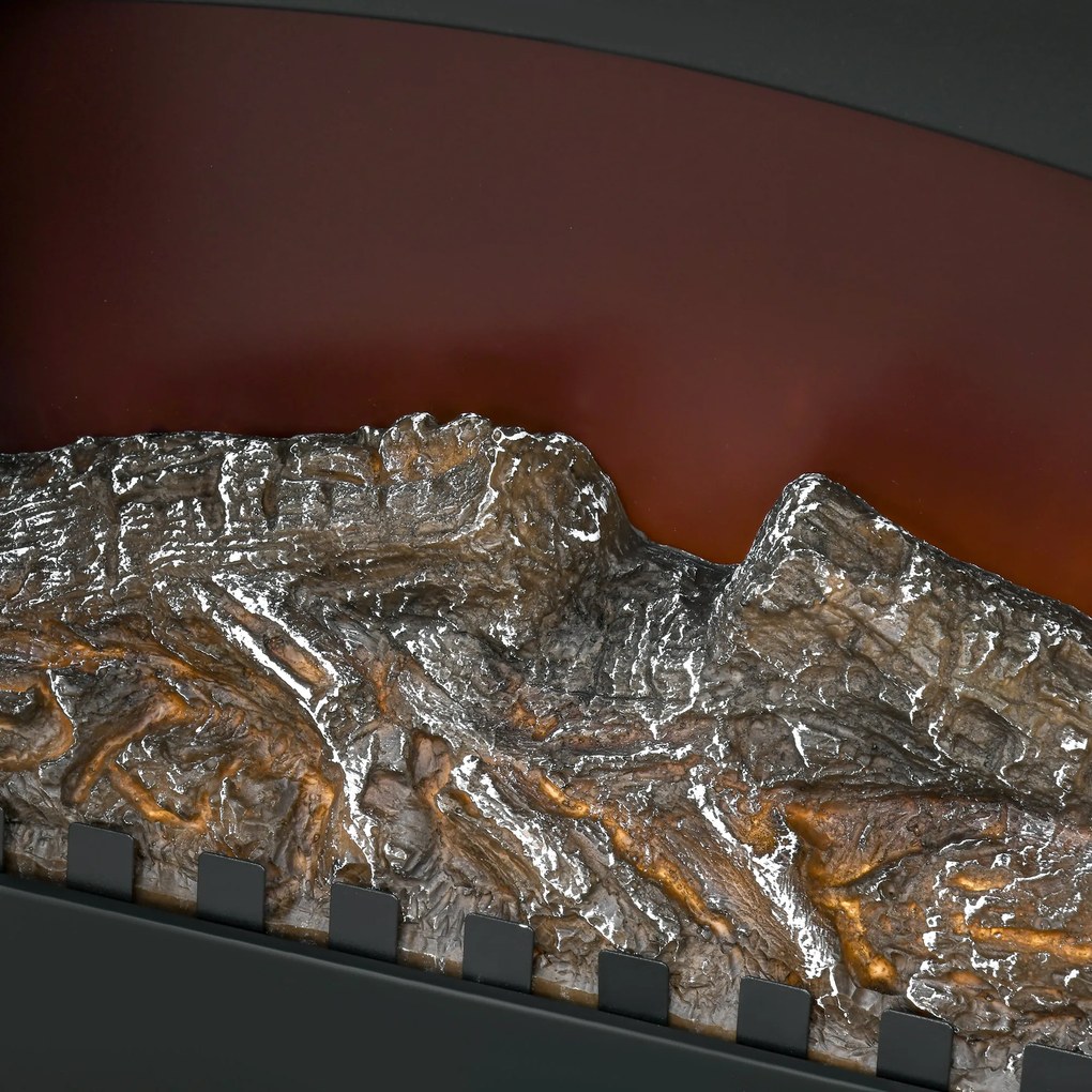 HOMCOM Șemineu electric tip sobă stil neo-retro 2 Uși Sticlă securizată 1000/2000 W LED luminozitate reglabilă Oțel ABS Negru | Aosom Romania