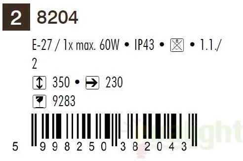 Aplica de perete exterior IP43, up light, negru Velence 8204 RX