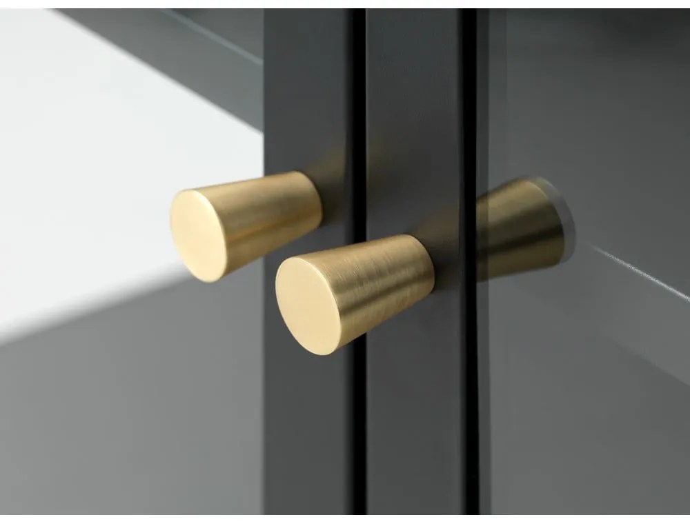 Vitrină neagră din metal 58x160 cm Carmel – Unique Furniture