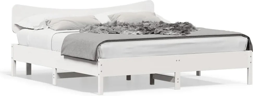 vidaXL Cadru de pat fără saltea, alb, 160x200 cm, lemn masiv pin