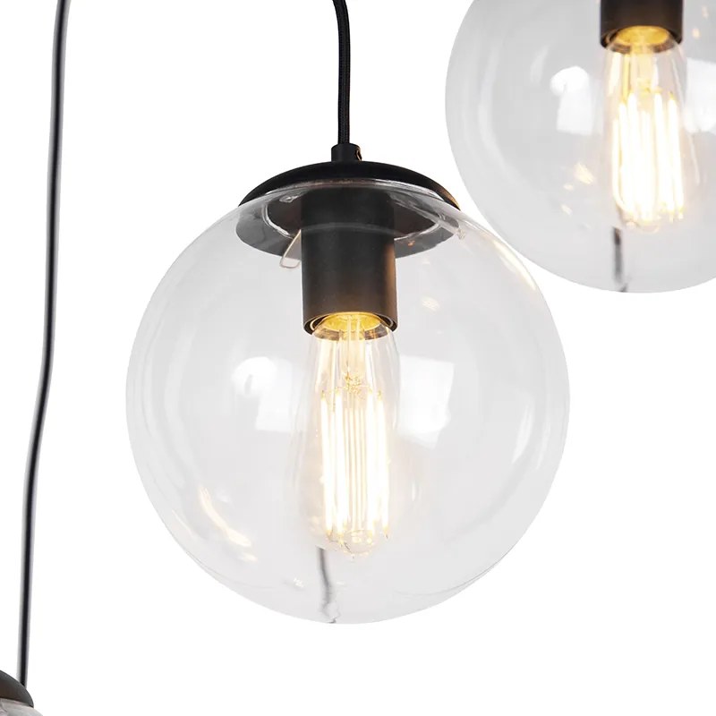 Lampă suspendată inteligentă neagră cu 7 lumini inclusiv Wifi ST64 - Pallon