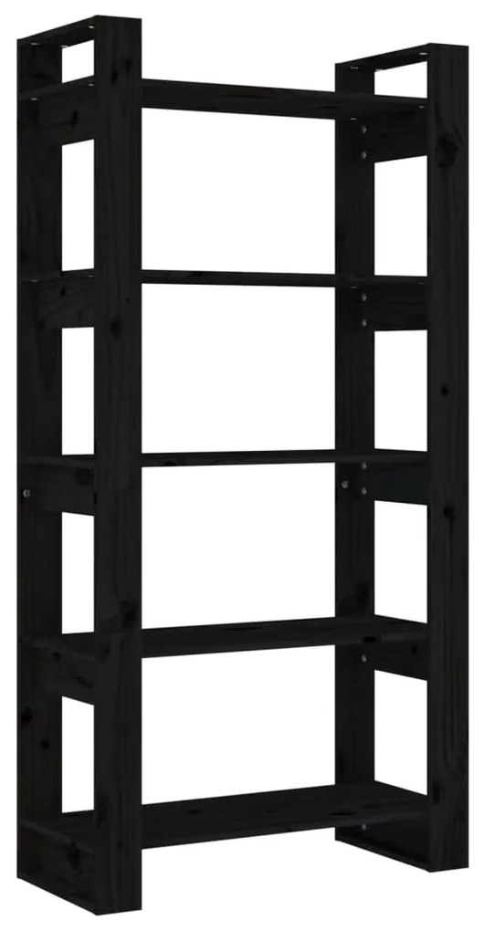 813913 vidaXL Bibliotecă/Separator cameră, negru, 80x35x160 cm, lemn masiv