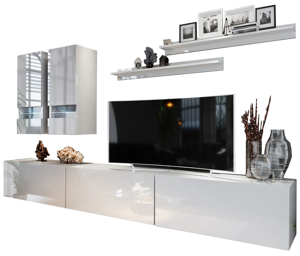 Mobilier living Benmore (alb + alb lucios). 1007681