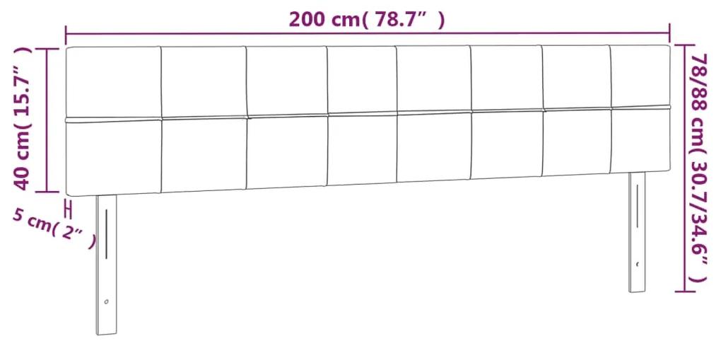 Tablii de pat, 2 buc, gri deschis, 100x5x78 88 cm, textil 2, Gri deschis, 200 x 5 x 78 88 cm