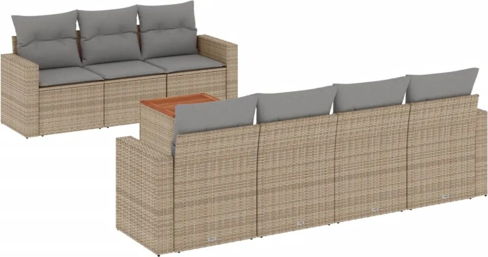 vidaXL Set canapele de grădină, 8 piese, cu perne, bej, poliratan