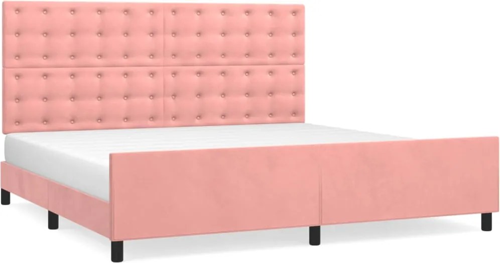 vidaXL Cadru de pat cu tăblie, roz, 200x200 cm, catifea