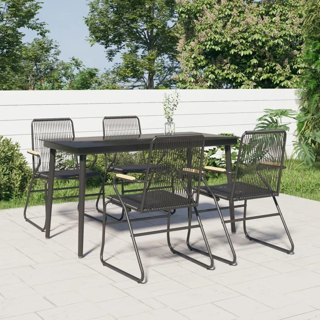 3099217 vidaXL Set mobilier de grădină, 5 piese, negru, ratan PVC