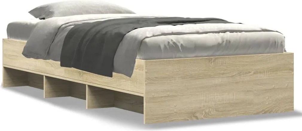 vidaXL Cadru pat fără saltea stejar sonoma, 90x190 cm, lemn prelucrat