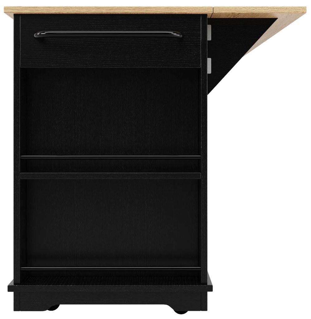 Insulă de bucătărie cu blat rabatabil, Negru | Aosom Romania