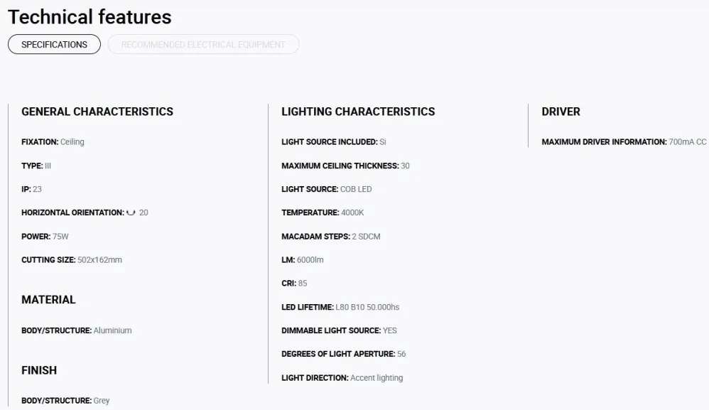 Spot LED incastrabil COLIN-3 Grey recessed 72-108W 4000K 56°
