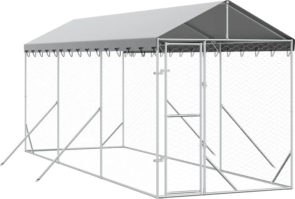 vidaXL Padoc de exterior cu acoperiș argintiu 2x6x2,5m oțel galvanizat