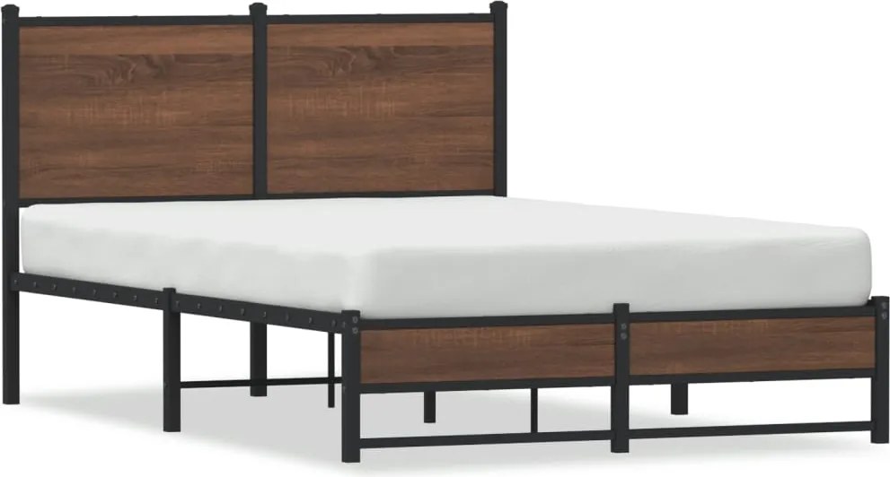 vidaXL Cadru pat metalic fără saltea, stejar maro, 120x190 cm