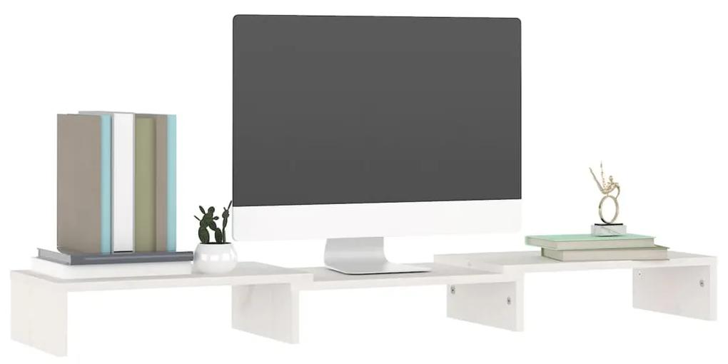Stand pentru monitor, alb, 80x24x10,5 cm, lemn masiv de pin 1, Alb, 80 x 24 x 10.5 cm