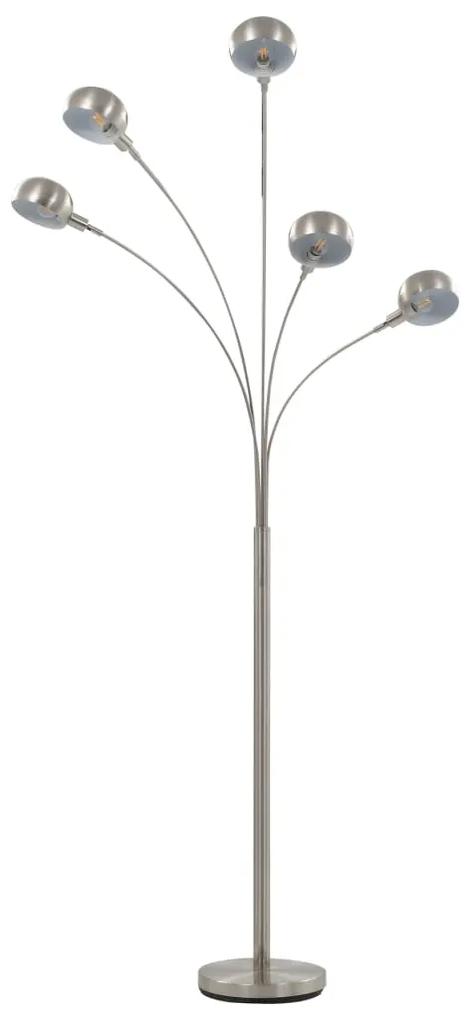 Lampa de podea, argintiu, 200 cm, 5 x E14 argintiu si alb, 1, argintiu si alb