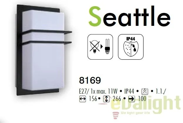 Aplica de perete de exterior, IP44 Seattle 8169 RX
