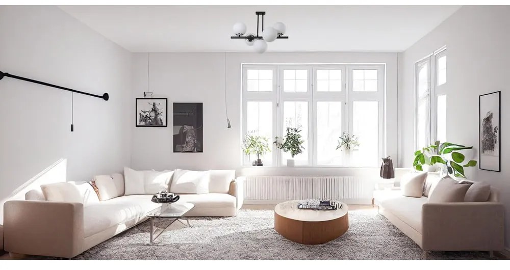 Plafonieră alb-negru cu abajur din sticlă ø 15 cm Sail – Squid Lighting