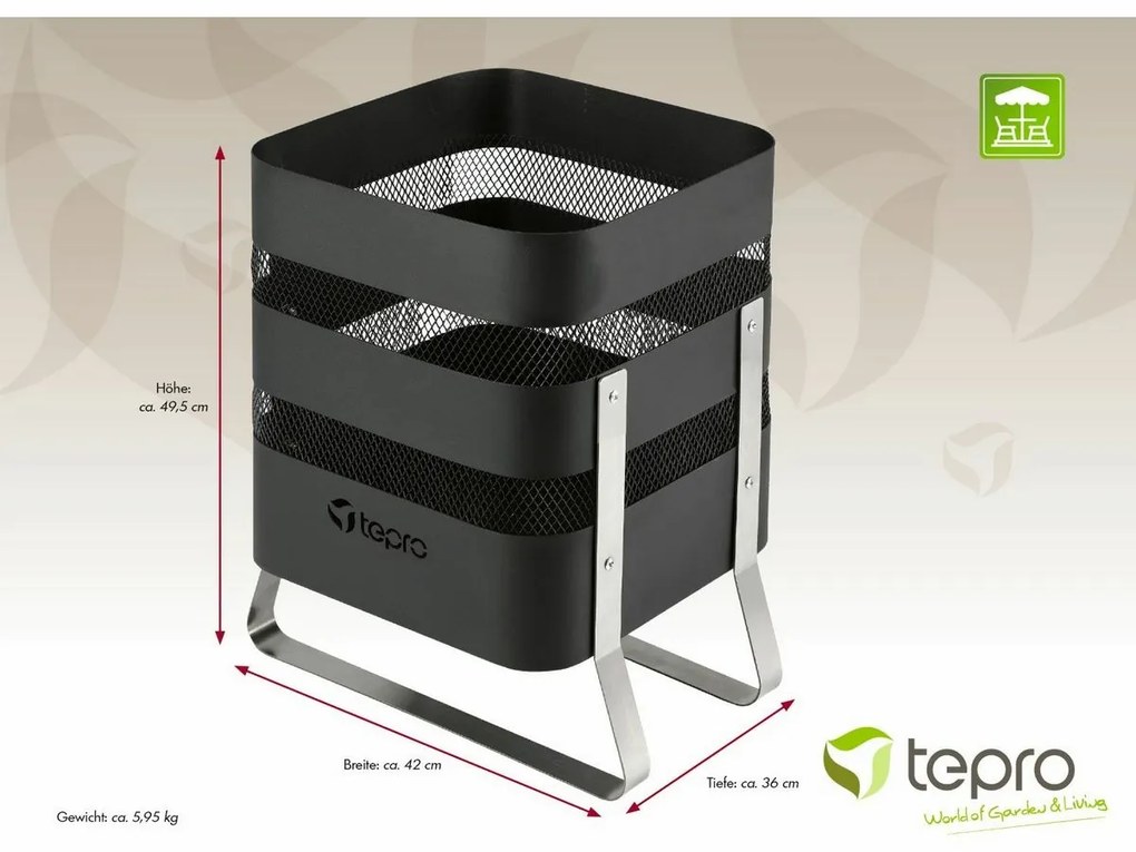 Coș de foc portabil Tepro 1168 Milburn, 42 x 36 x 50 cm