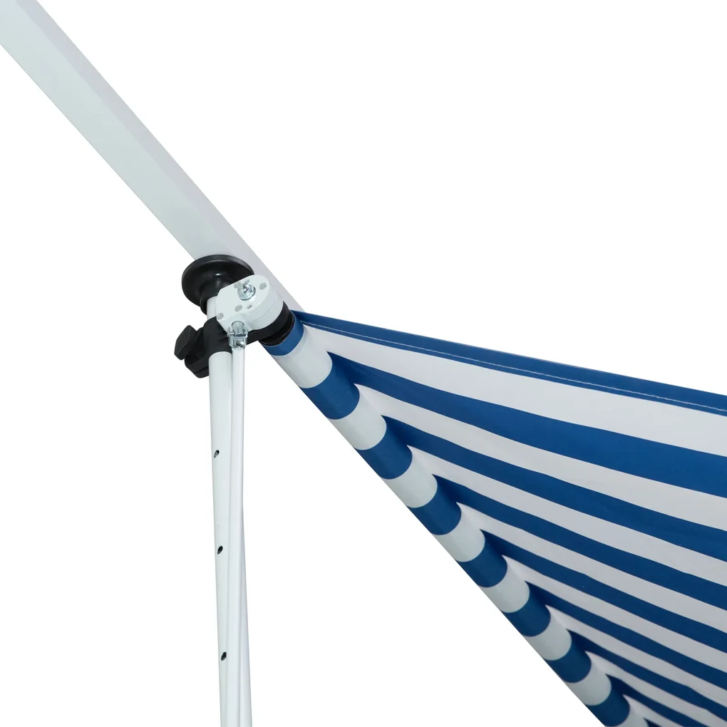 Outsunny Copertină Roll-Up pentru Exterior cu Manivelă, Cadru Telescopic și Unghi Reglabil, Albastru și Alb, 200x150cm | Aosom Romania
