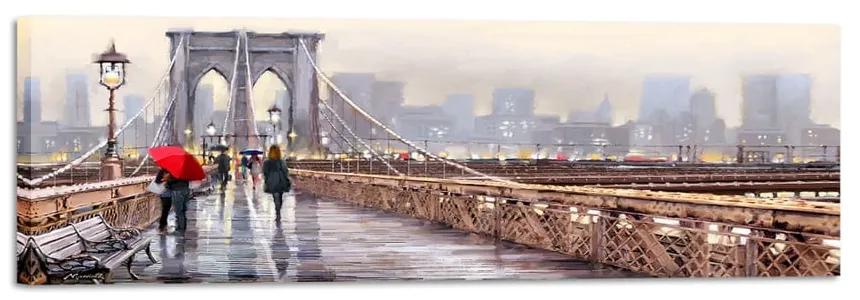 Tablou Styler Canvas Watercolor New York Bridge, 45 x 140 cm