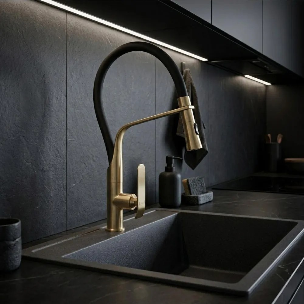 Baterie bucatarie Rea Castor auriu periat