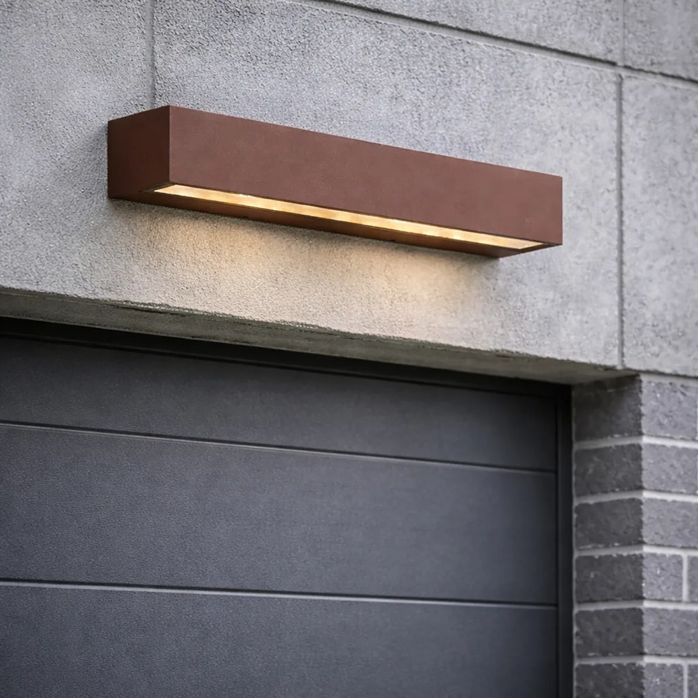Lampă industrială de exterior de perete maro rugină 38cm incl. LED IP65 - Hannah