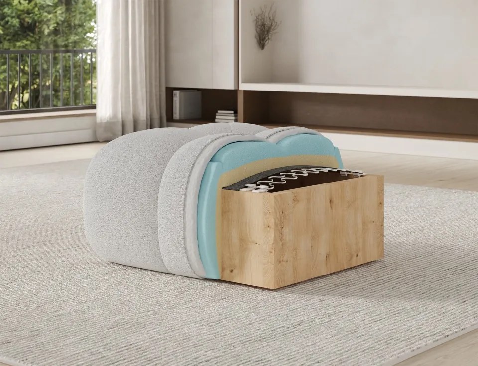 Puf Tapitat Covio 85x85x52 cm, gri Bouclé – Royal 04