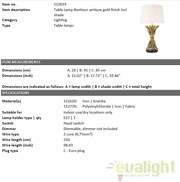Veioza eleganta design LUX Bonheur 112619 HZ