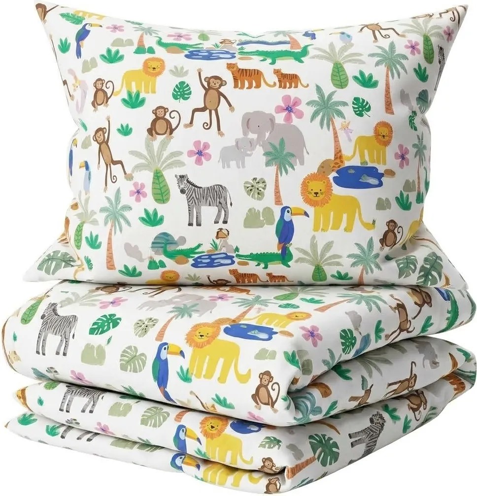 Lenjerie de pat din bumbac pentru copii JUNGLE DREAM TALES colorata, 100% bumbac Dimensiune lenjerie de pat: 70 x 80 cm | 140 x 200 cm