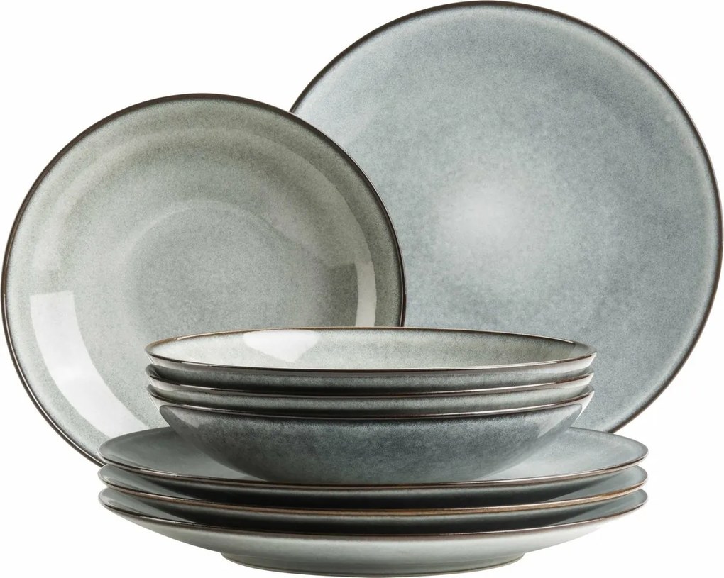 Mäser Set de farfurii adânci și plate, 8 bucăți SMOKY'S – verde