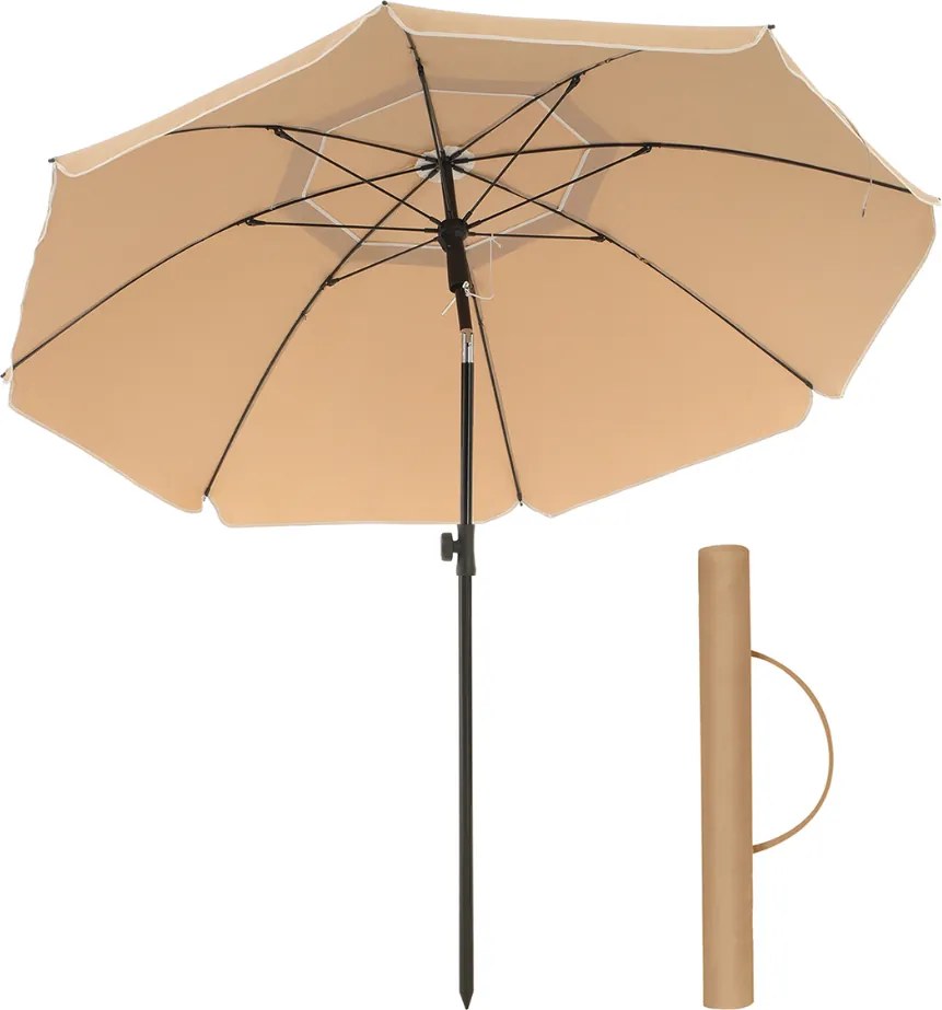 Umbrelă SOLARA, Ø160 cm, maro deschis (taupe) SongmicsHome