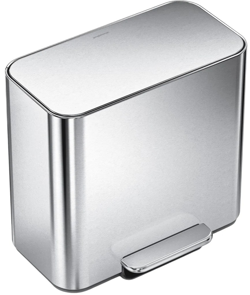 Simplehuman Mini coș de gunoi cu pedală pentru deșeuri sortate 15 l, oțel inoxidabil mat