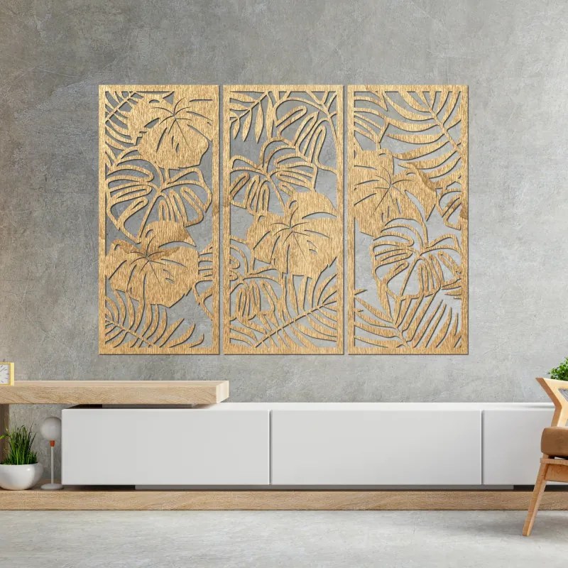 SENTOP | Pictură murală din trei piese cu frunză de monstera | TROPICI