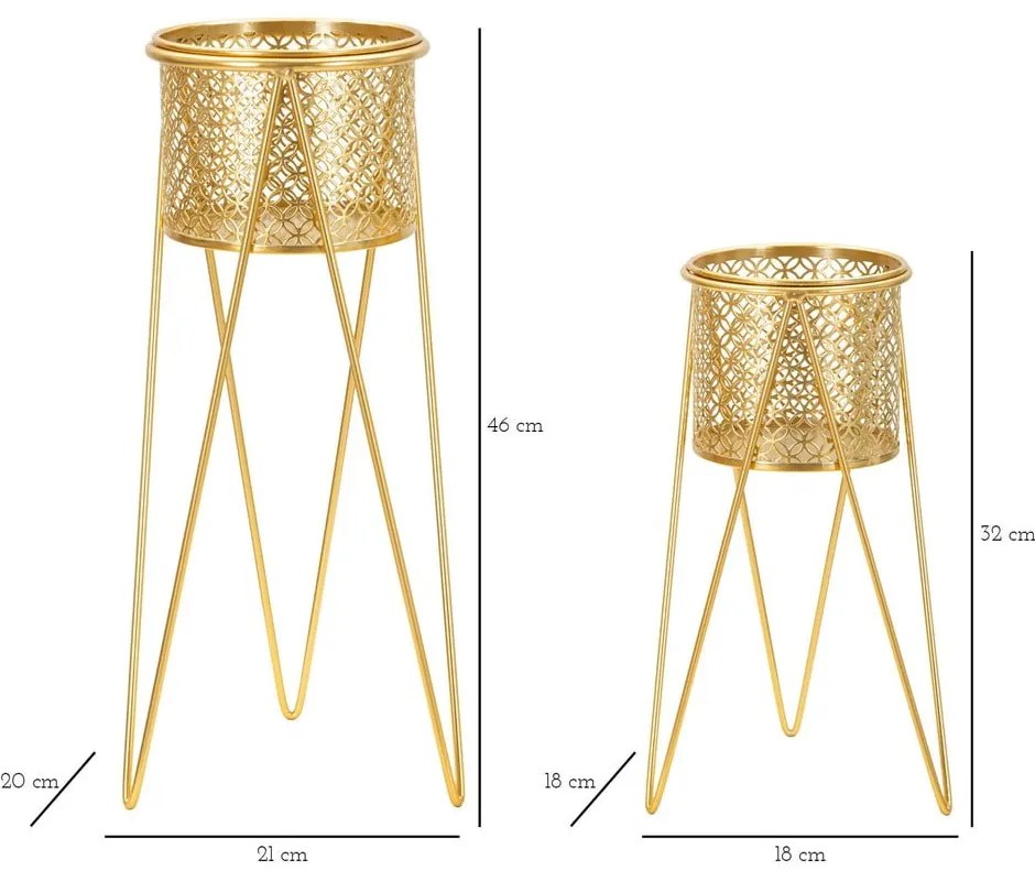 Suporturi pentru flori 2 buc. din metal ø 20 cm (înălțime 46 cm) Nat – Mauro Ferretti