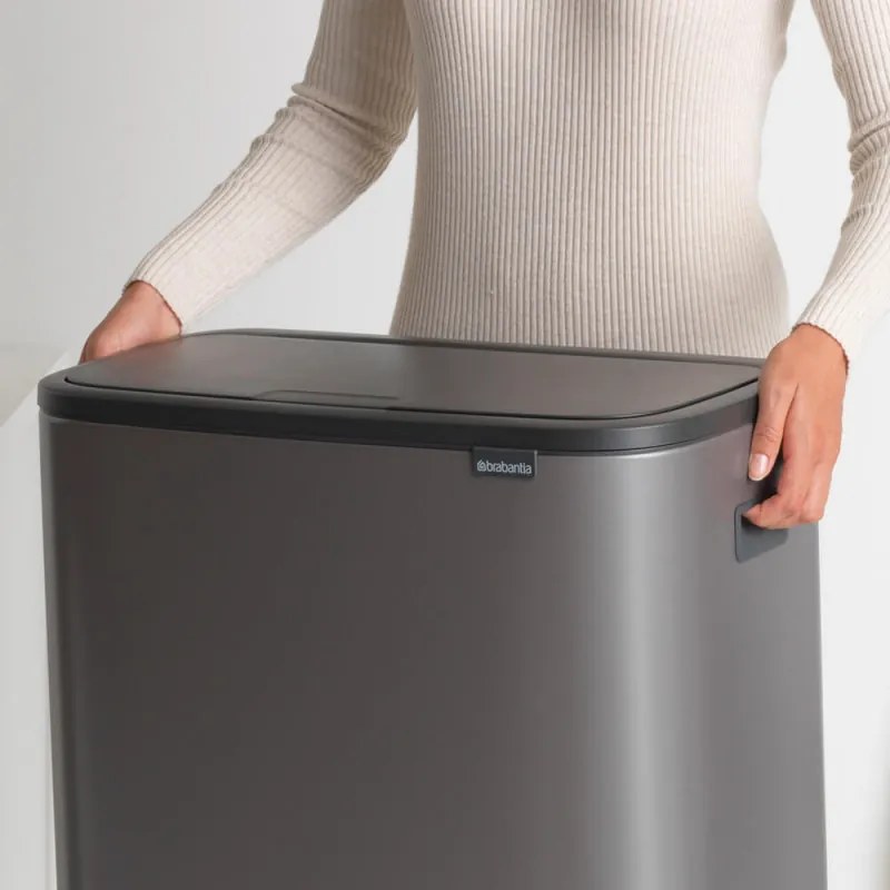 Cos de gunoi Brabantia Bo Touch 1001271, 2x30 L, Deschidere lina si silentioasa, Deschidere larga, Gri inchis
