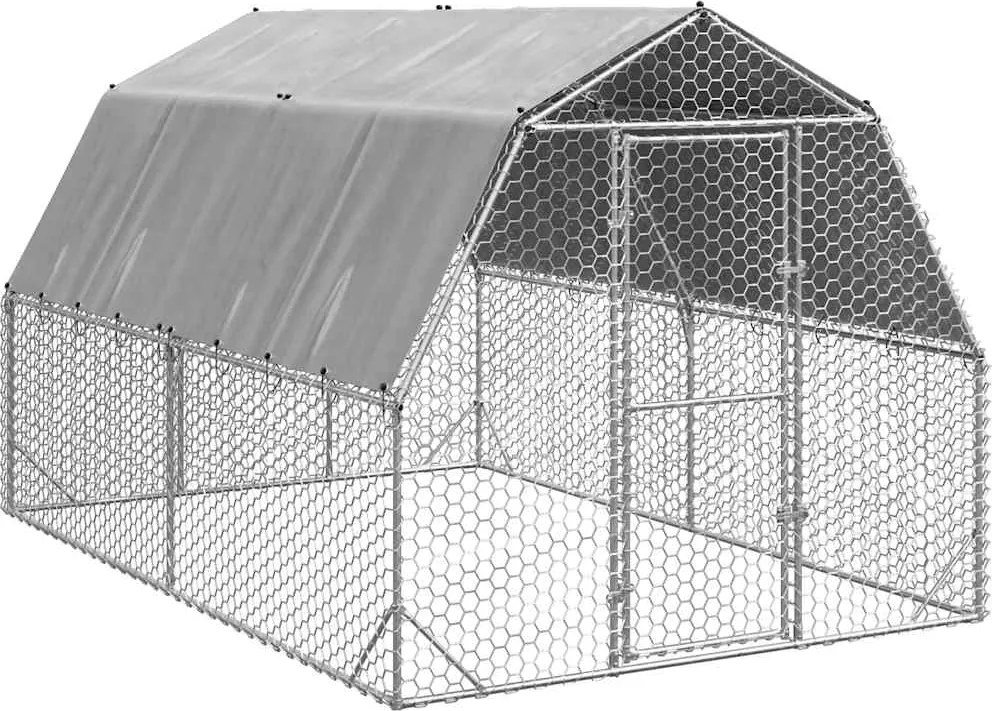 vidaXL Pui de găină cu acoperiș 2,5x4x2,25 m oțel galvanizat