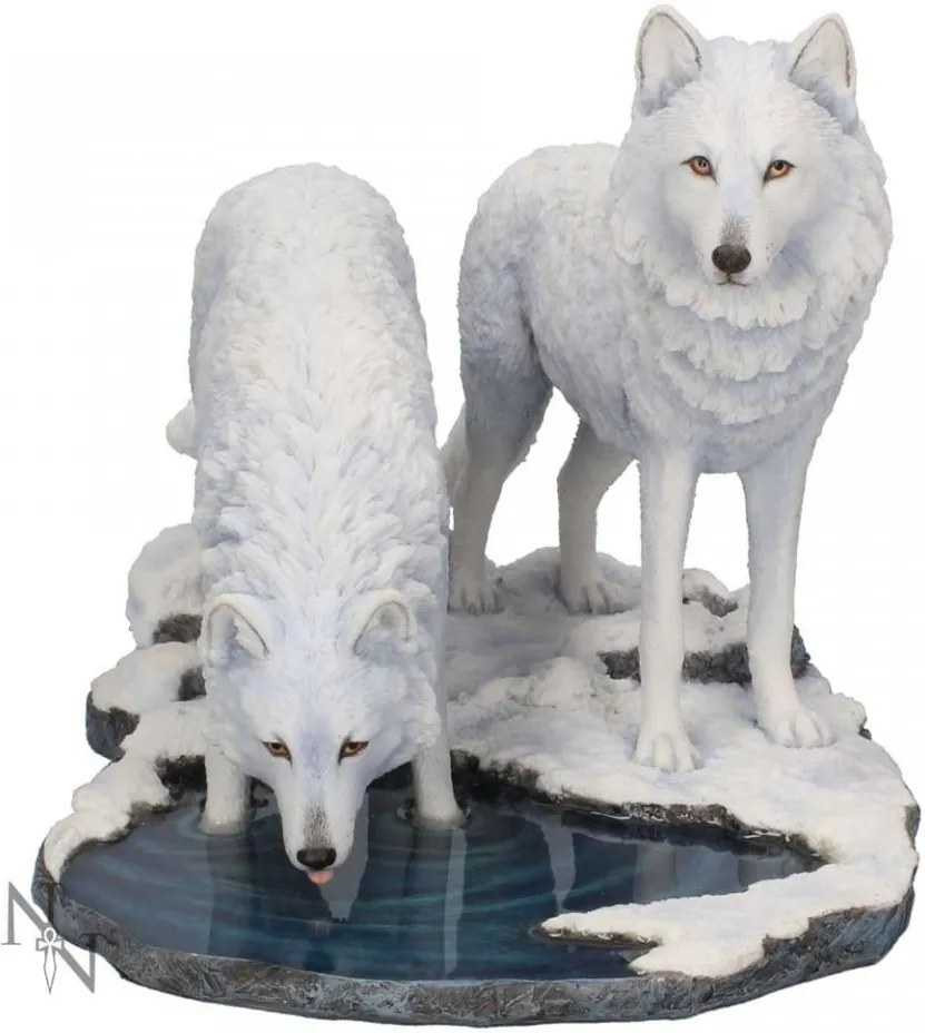 Statueta lupi albi Razboinicii iernii 35 cm Lisa Parker