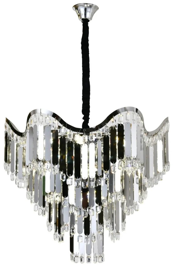 Candelabru Modern Ø600 mm, 12 Becuri E27, Design Chrom, H556 mm – Model 78012-600 CH