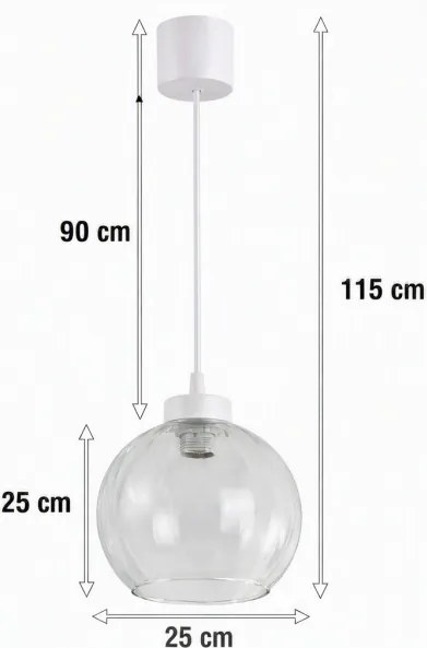 Brilagi - Lustră LED suspendată pe cablu RETRO GLASS 1xE27/60W/230V diam. 25 cm alb/transparent
