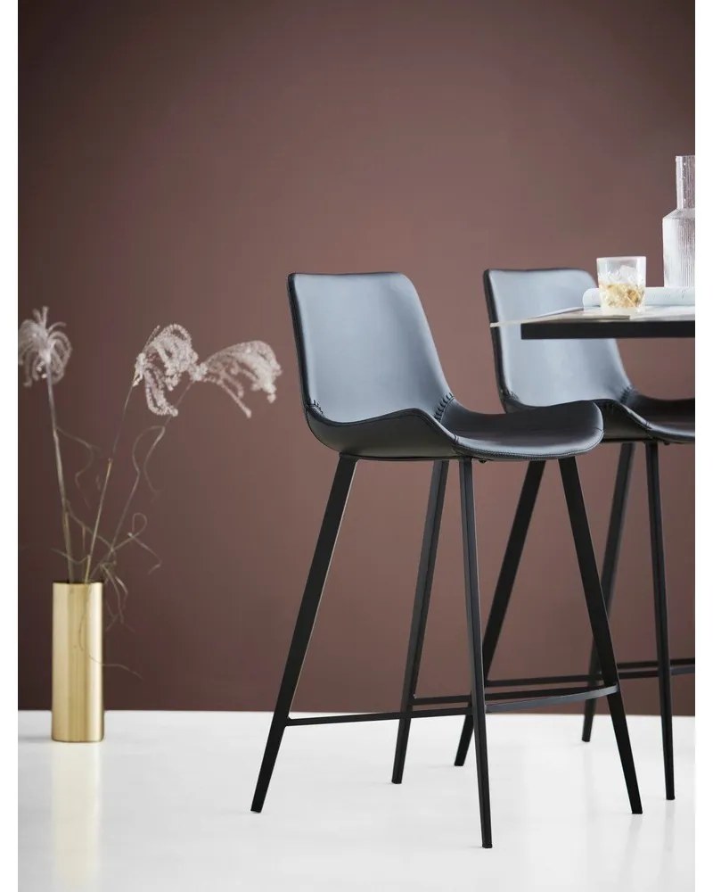 Scaun de bar din imitație de piele DAN-FORM Denmark Hype, negru