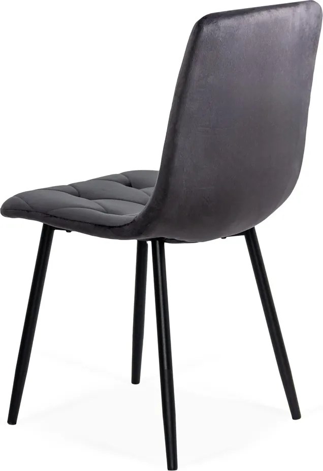 Scaun living din catifea cu cadru negru BUC 210 gri
