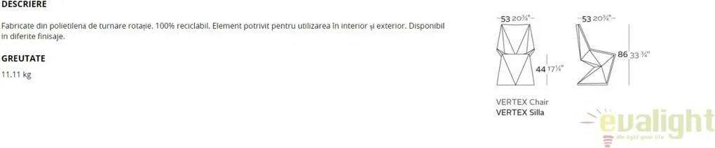 Scaun design modern, exterior, interior, VERTEX CHAIR 51007 Vondom