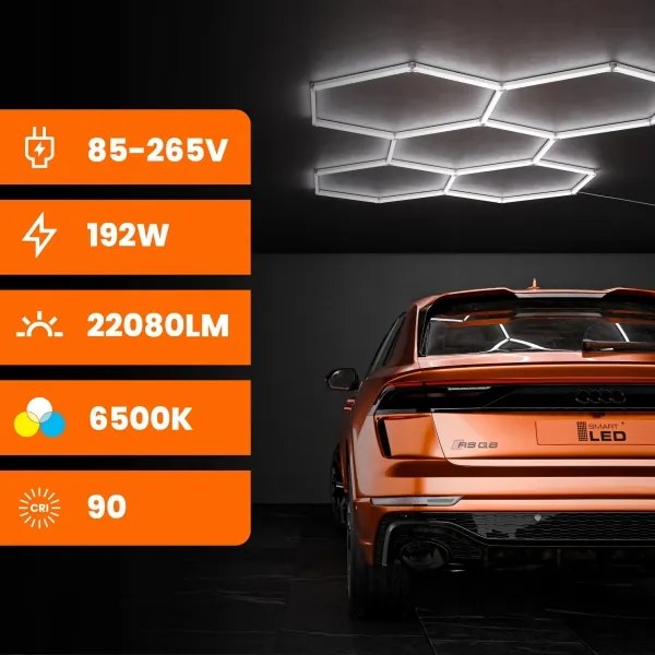 Plafonieră LED 240W, 85-265V, 6500K, 298x209 cm, CRI 90, IP44, albă